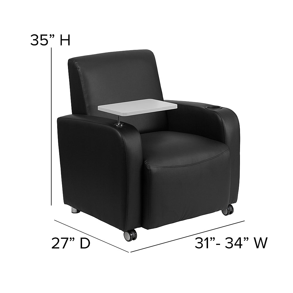 Alamont Home - George Rectangle Contemporary Leather/Faux Leather Tablet Arm Chair with Wheels - Black_3