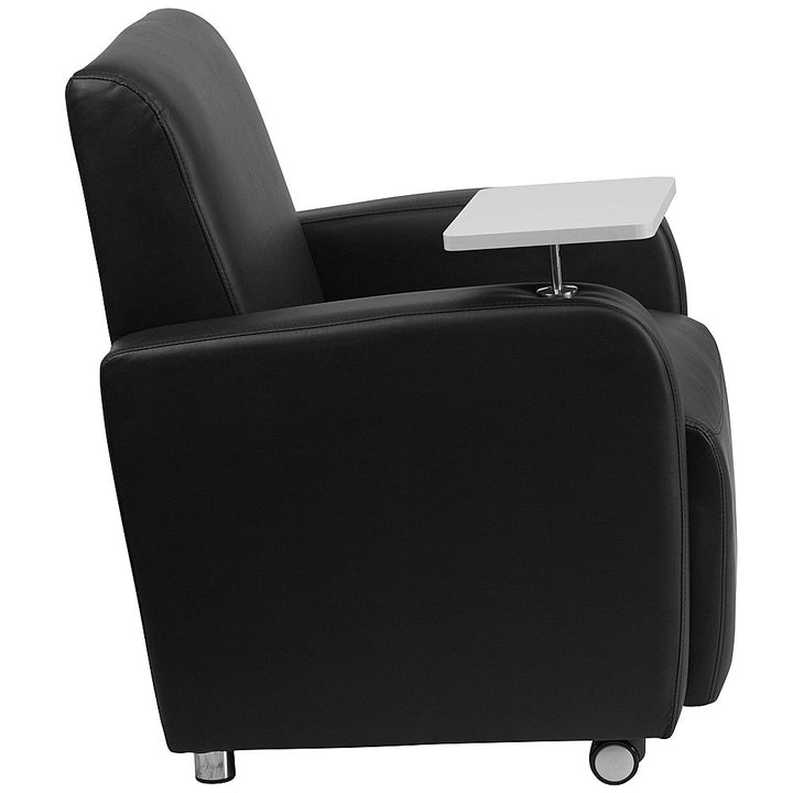 Alamont Home - George Rectangle Contemporary Leather/Faux Leather Tablet Arm Chair with Wheels - Black_6