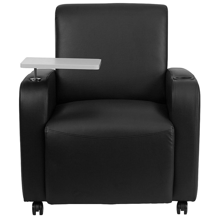 Alamont Home - George Rectangle Contemporary Leather/Faux Leather Tablet Arm Chair with Wheels - Black_1