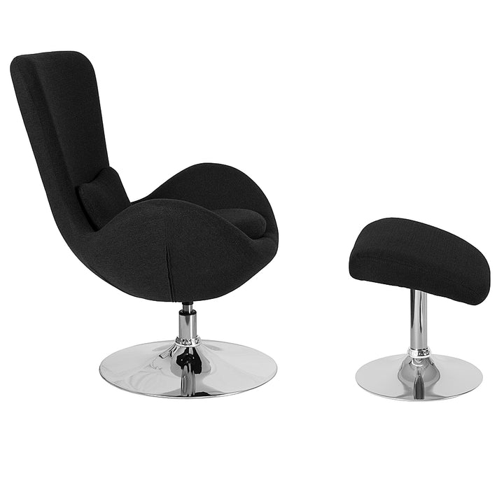 Flash Furniture - Egg  Contemporary Fabric Chair and Ottoman Set - Black Fabric_3