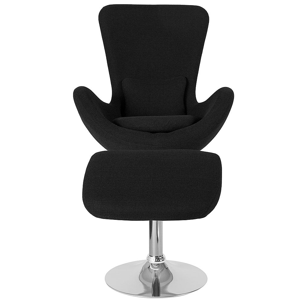 Flash Furniture - Egg  Contemporary Fabric Chair and Ottoman Set - Black Fabric_1