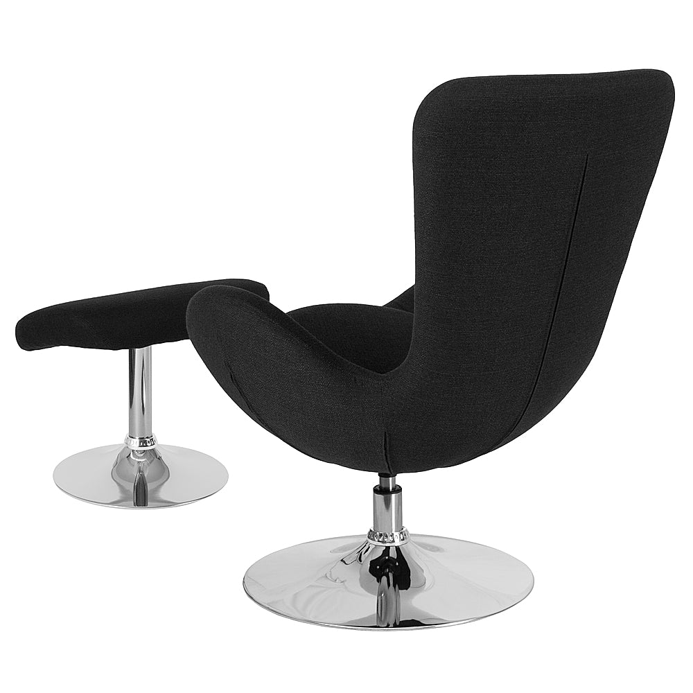 Flash Furniture - Egg  Contemporary Fabric Chair and Ottoman Set - Black Fabric_2