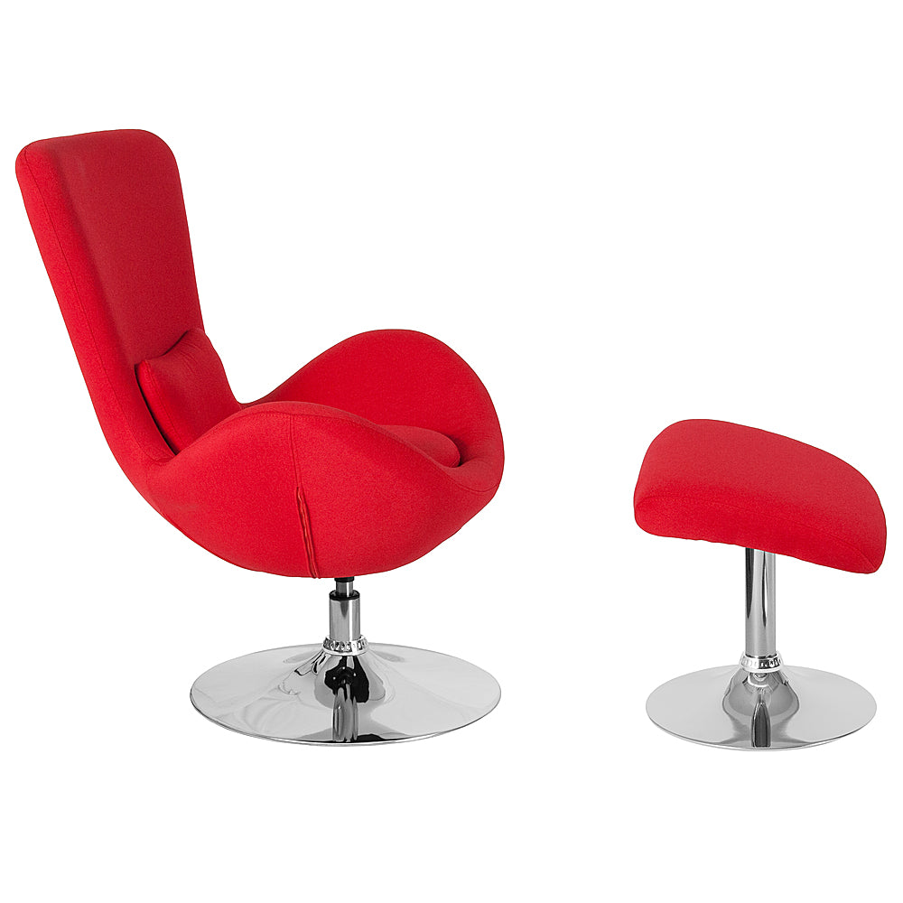 Alamont Home - Egg  Contemporary Fabric Chair and Ottoman Set - Red Fabric_3