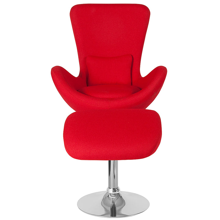 Alamont Home - Egg  Contemporary Fabric Chair and Ottoman Set - Red Fabric_1