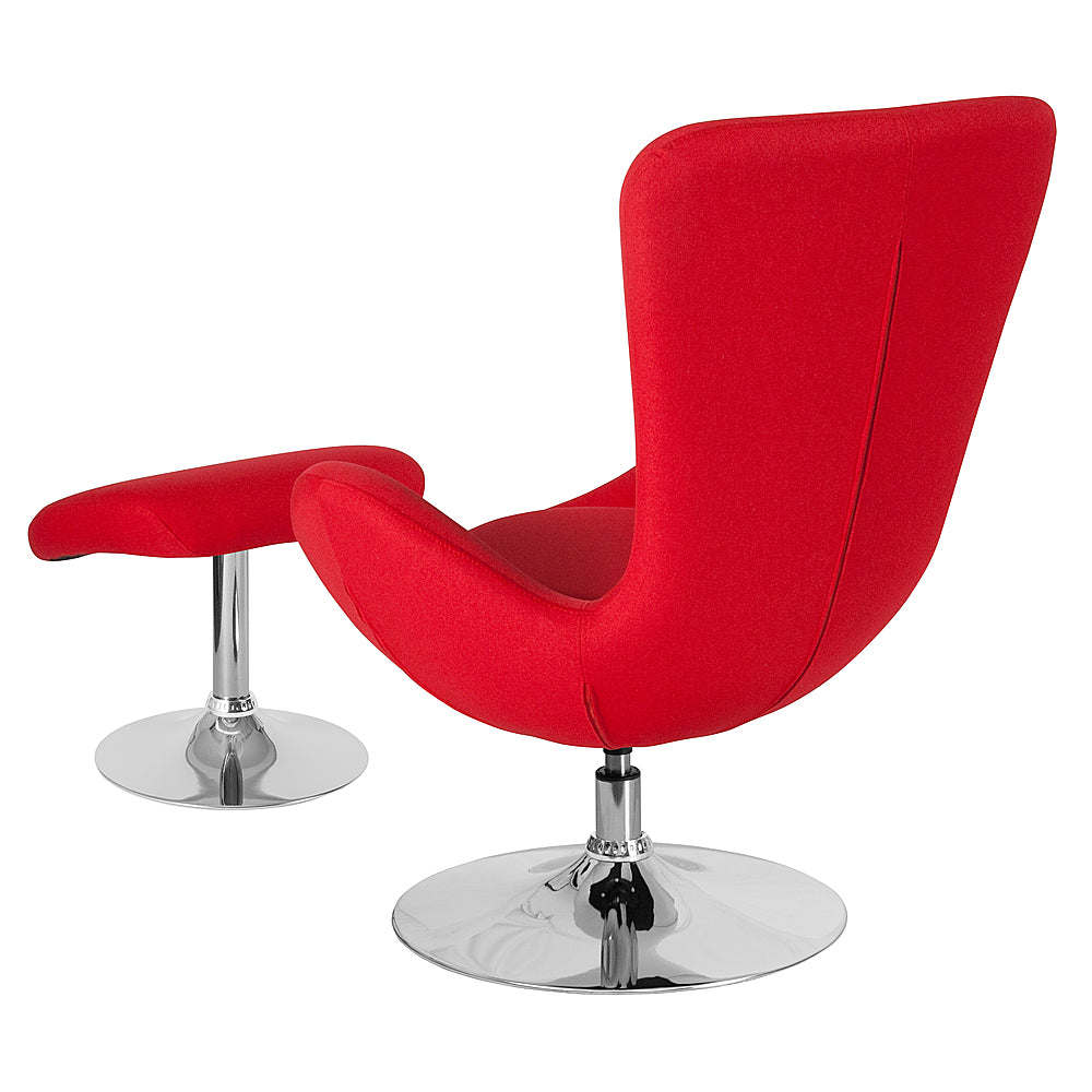 Alamont Home - Egg  Contemporary Fabric Chair and Ottoman Set - Red Fabric_2