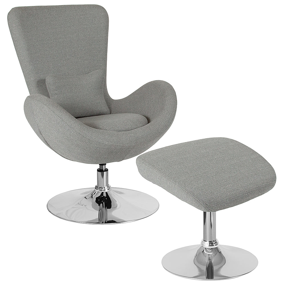 Alamont Home - Egg  Contemporary Fabric Chair and Ottoman Set - Light Gray Fabric_0