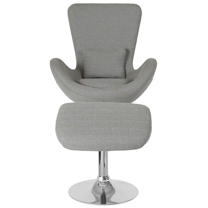 Alamont Home - Egg  Contemporary Fabric Chair and Ottoman Set - Light Gray Fabric_1