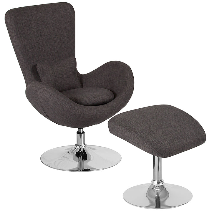 Alamont Home - Egg  Contemporary Fabric Chair and Ottoman Set - Dark Gray Fabric_0