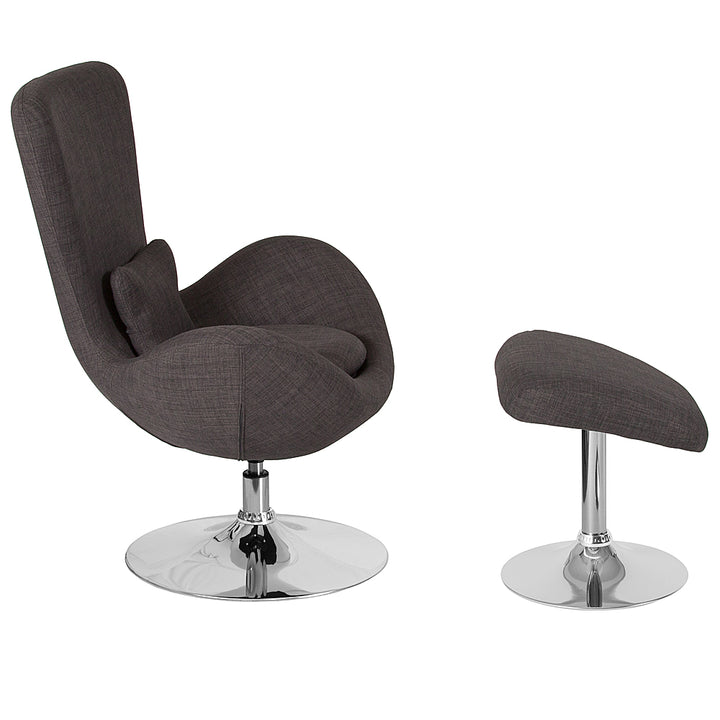 Alamont Home - Egg  Contemporary Fabric Chair and Ottoman Set - Dark Gray Fabric_3