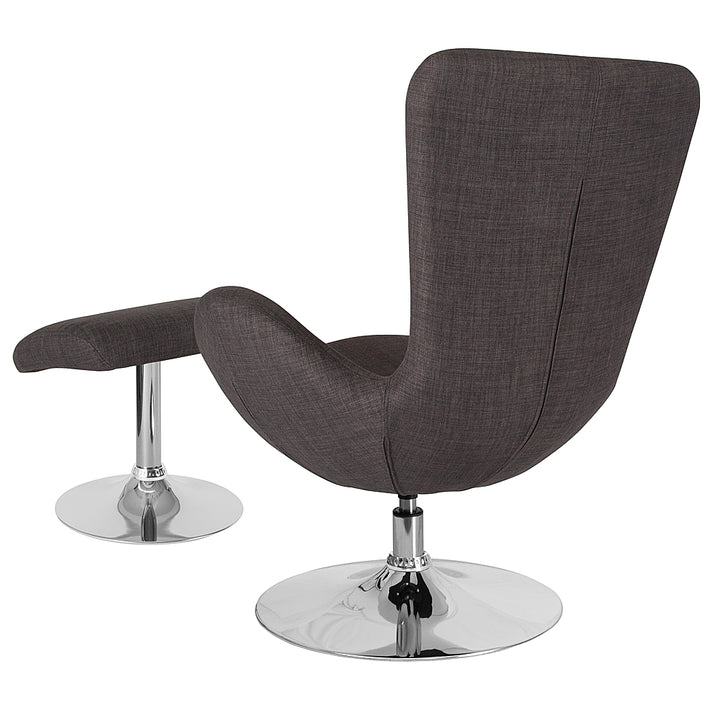 Alamont Home - Egg  Contemporary Fabric Chair and Ottoman Set - Dark Gray Fabric_2