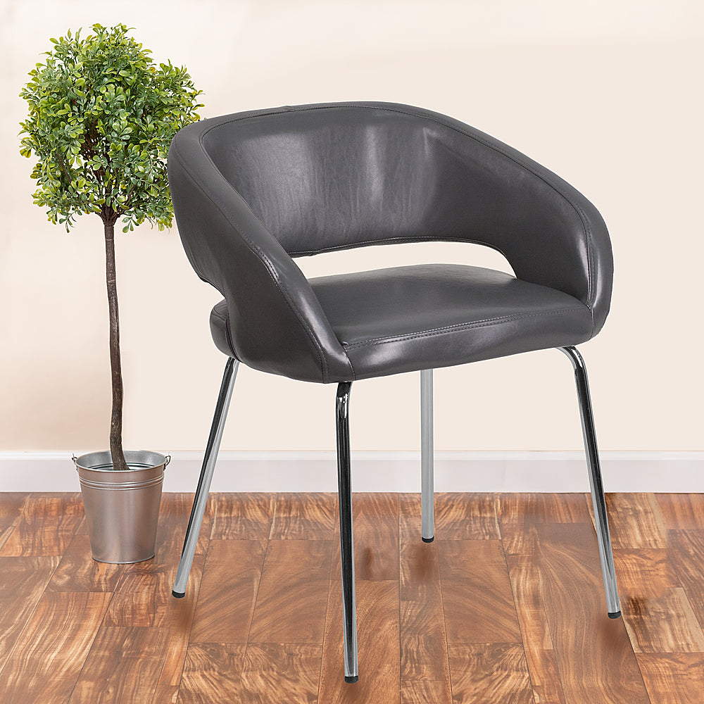 Alamont Home - Fusion  Contemporary Leather/Faux Leather Side Chair - Upholstered - Gray_2