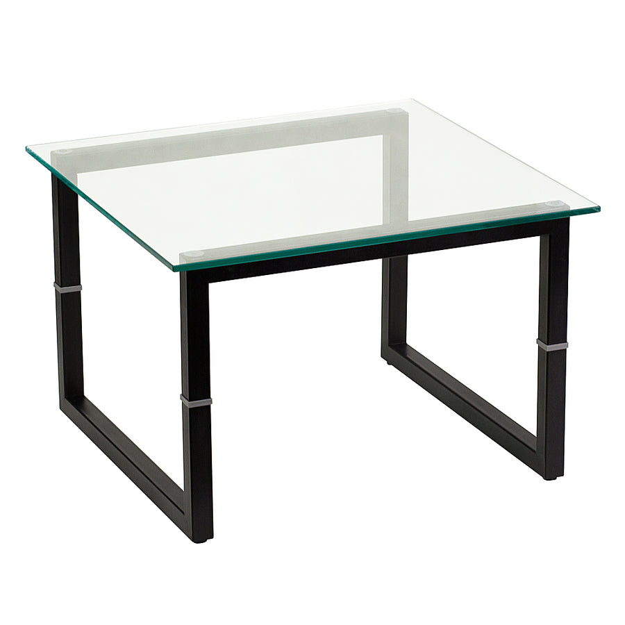 Alamont Home - Inman Square Contemporary Glass End Table - Clear/Black_0