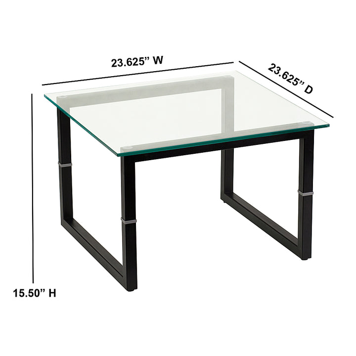 Alamont Home - Inman Square Contemporary Glass End Table - Clear/Black_2