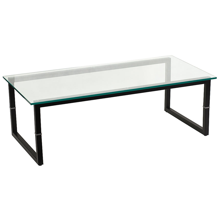 Alamont Home - Hobbs Rectangle Contemporary Glass Coffee Table - Clear/Black_0