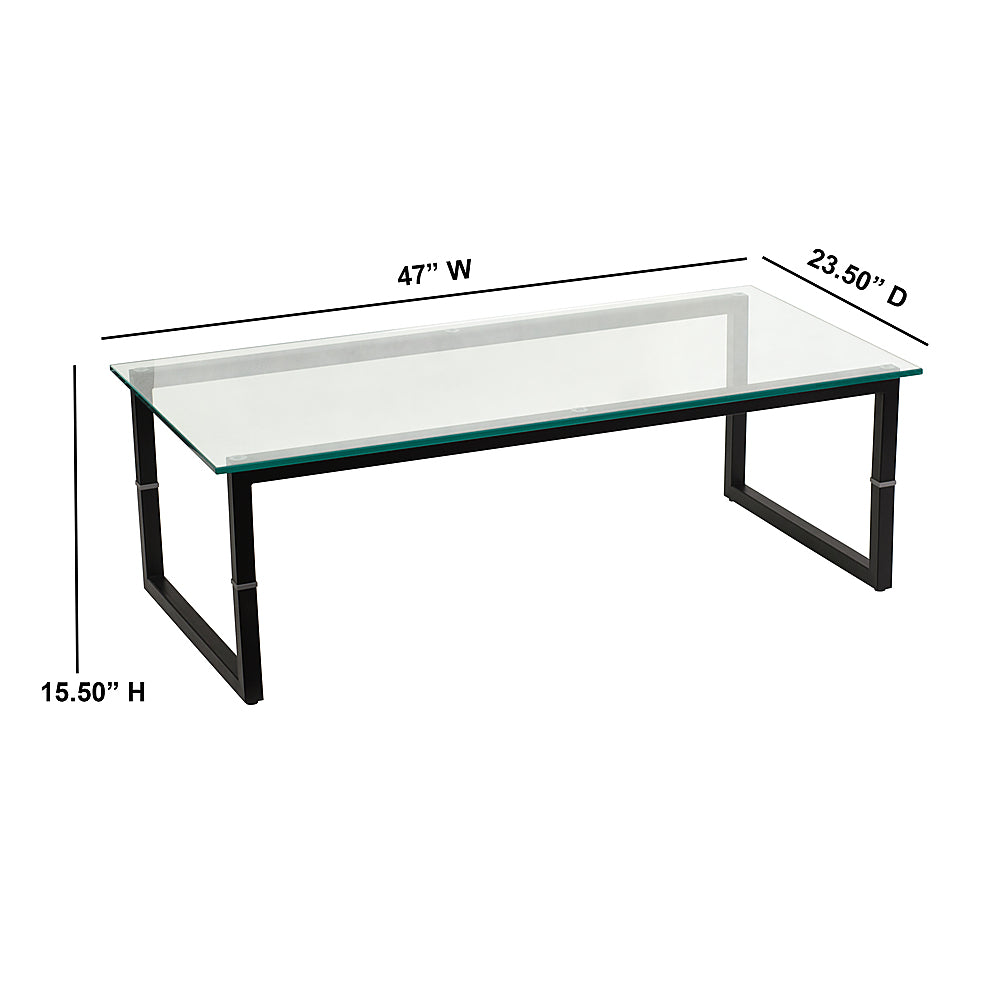 Alamont Home - Hobbs Rectangle Contemporary Glass Coffee Table - Clear/Black_2