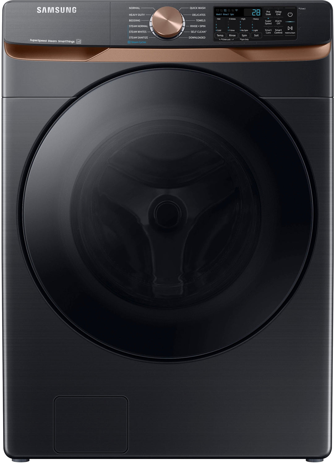 Samsung - 5.0 cu. ft. Extra Large Capacity Smart Front Load Washer with Super Speed Wash and Steam - Brushed black_0