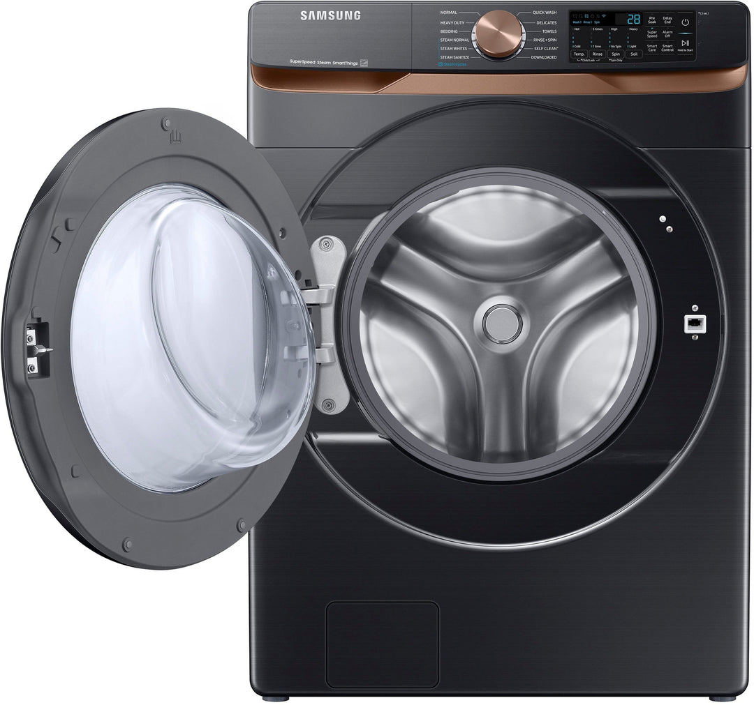 Samsung - 5.0 cu. ft. Extra Large Capacity Smart Front Load Washer with Super Speed Wash and Steam - Brushed black_9