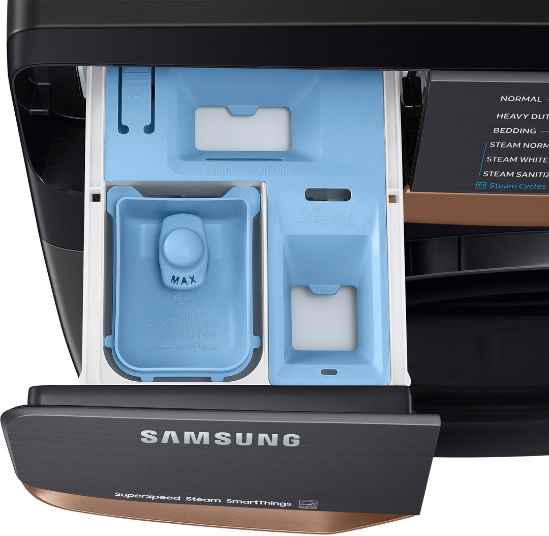 Samsung - 5.0 cu. ft. Extra Large Capacity Smart Front Load Washer with Super Speed Wash and Steam - Brushed black_6