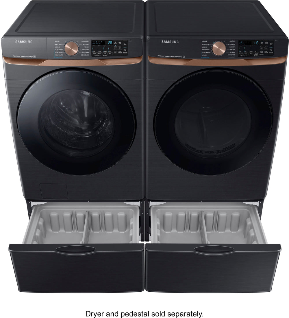 Samsung - 5.0 cu. ft. Extra Large Capacity Smart Front Load Washer with Super Speed Wash and Steam - Brushed black_1