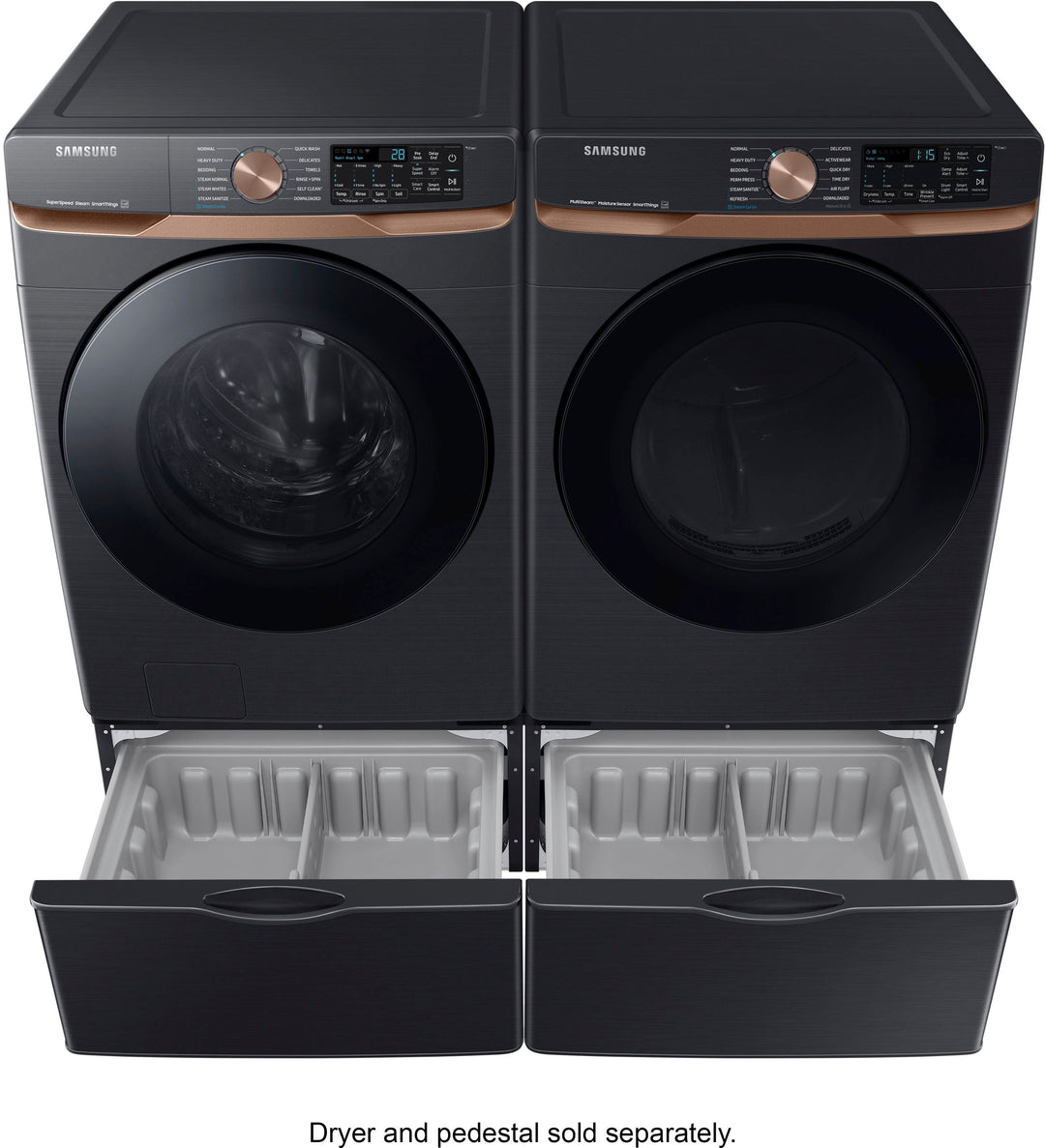 Samsung - 5.0 cu. ft. Extra Large Capacity Smart Front Load Washer with Super Speed Wash and Steam - Brushed black_1