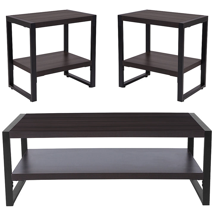 Flash Furniture - Thompson Collection 3 Piece Wood Grain Finish Table Set with Raised Shelves - Charcoal_0