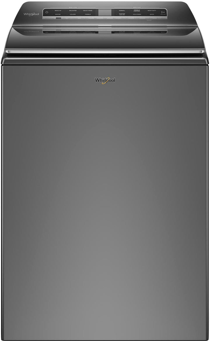 Whirlpool 5.2 Cu Ft Top Loader & 7.4 Cu. Ft. Smart Electric Dryer  Chrome Shadow Bundle