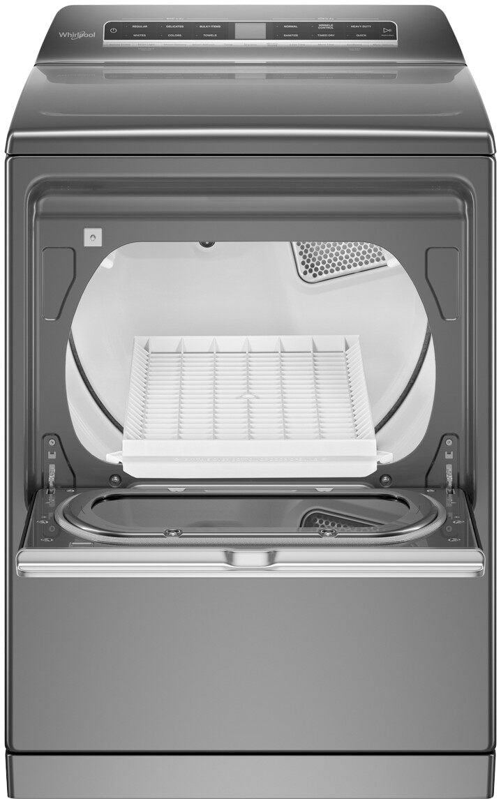 Whirlpool 5.2 Cu Ft Top Loader & 7.4 Cu. Ft. Smart Electric Dryer  Chrome Shadow Bundle