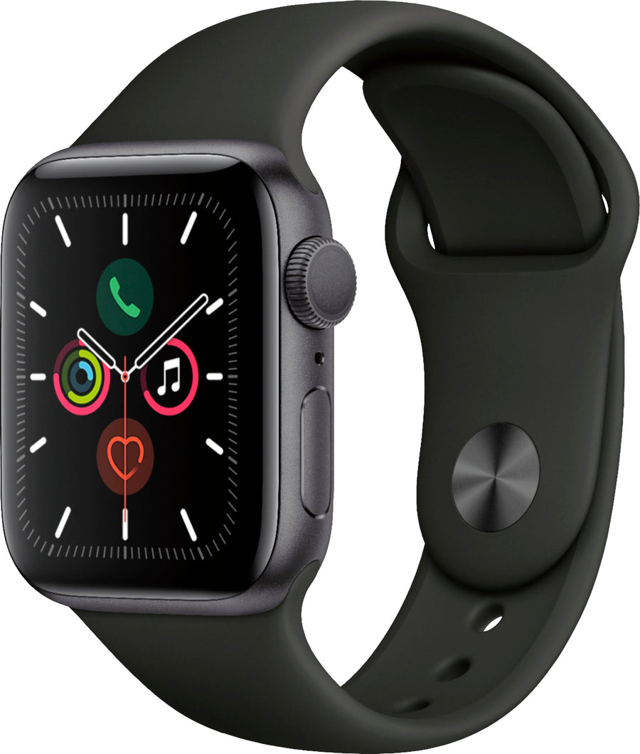 Geek Squad Certified Refurbished Apple Watch Series 5 (GPS) 40mm Space Gray Aluminum Case with Black Sport Band - Space Gray Aluminum_0