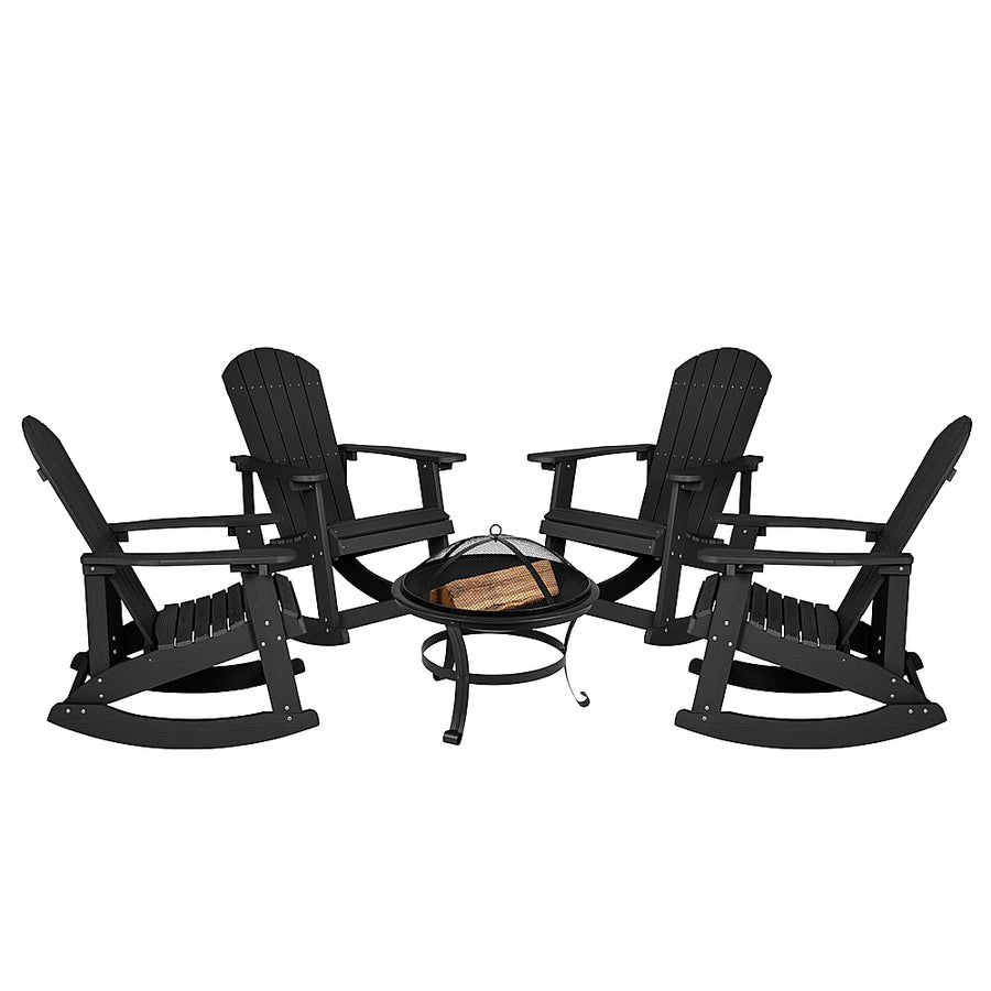 Alamont Home - Savannah Rocking Patio Chairs and Fire Pit - Black_0