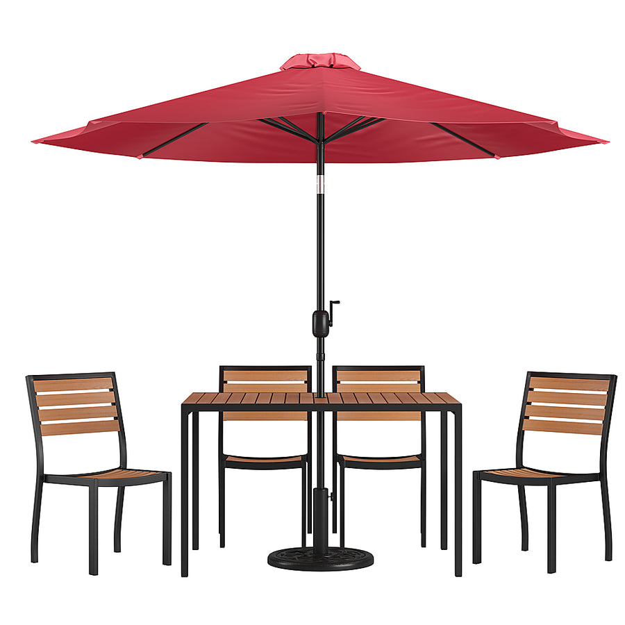 Flash Furniture - Lark Outdoor Rectangle Modern  7 Piece Patio Set - Red_0