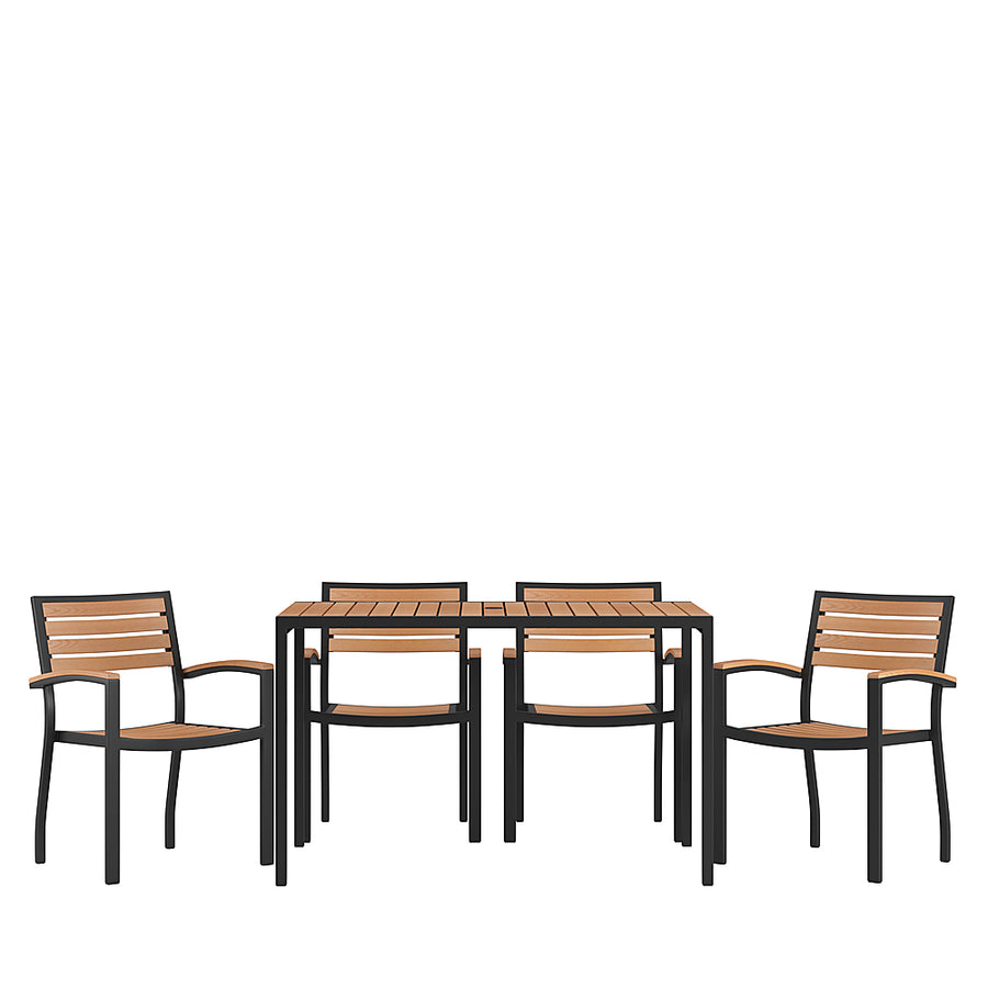 Alamont Home - Lark Outdoor Rectangle Modern  5 Piece Patio Set - Teak_0