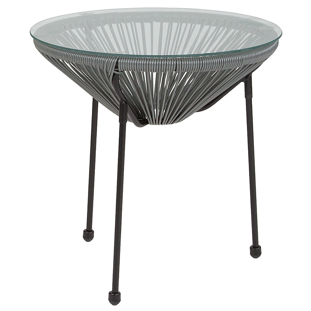 Alamont Home - Valencia Round Contemporary Glass Rattan Table - Gray_0