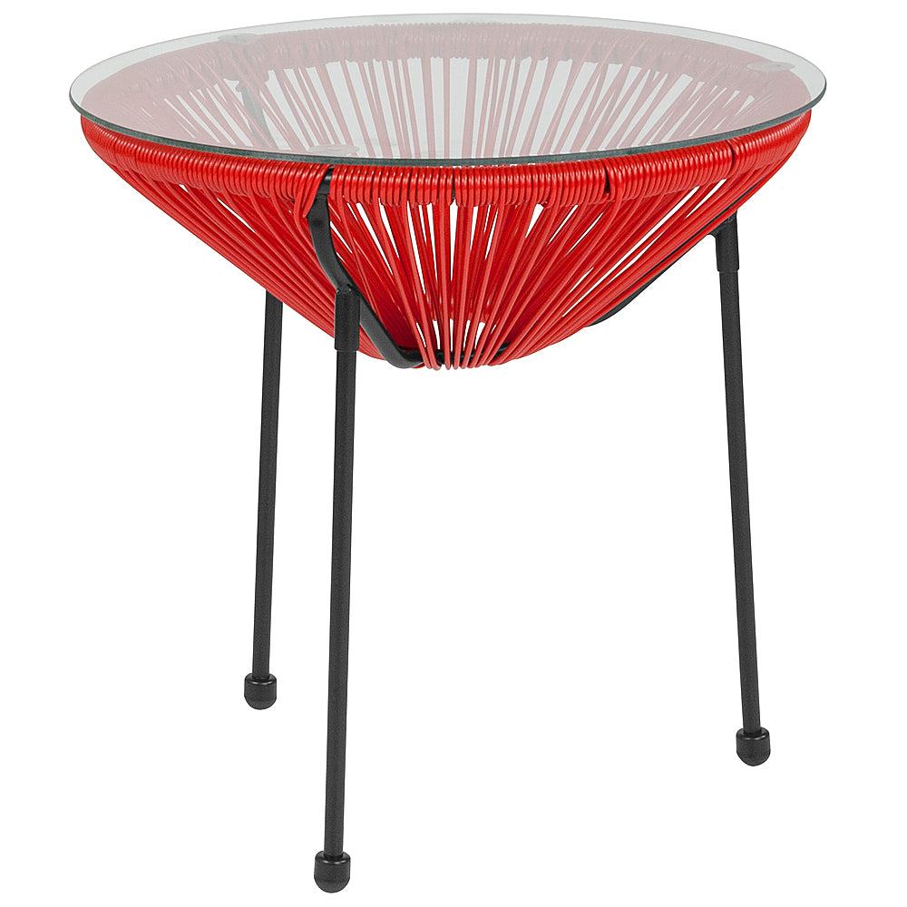 Alamont Home - Valencia Round Contemporary Glass Rattan Table - Red_0