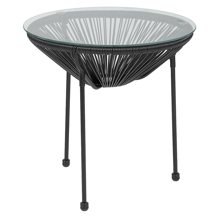 Alamont Home - Valencia Round Contemporary Glass Rattan Table - Black_0