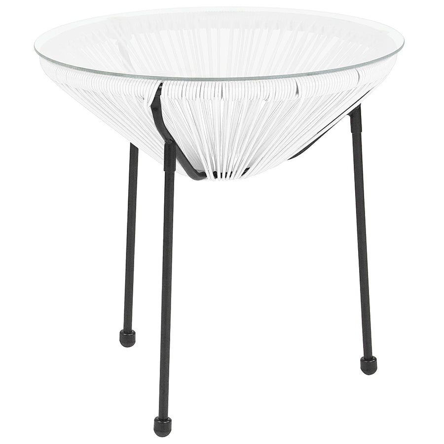 Alamont Home - Valencia Round Contemporary Glass Rattan Table - White_0