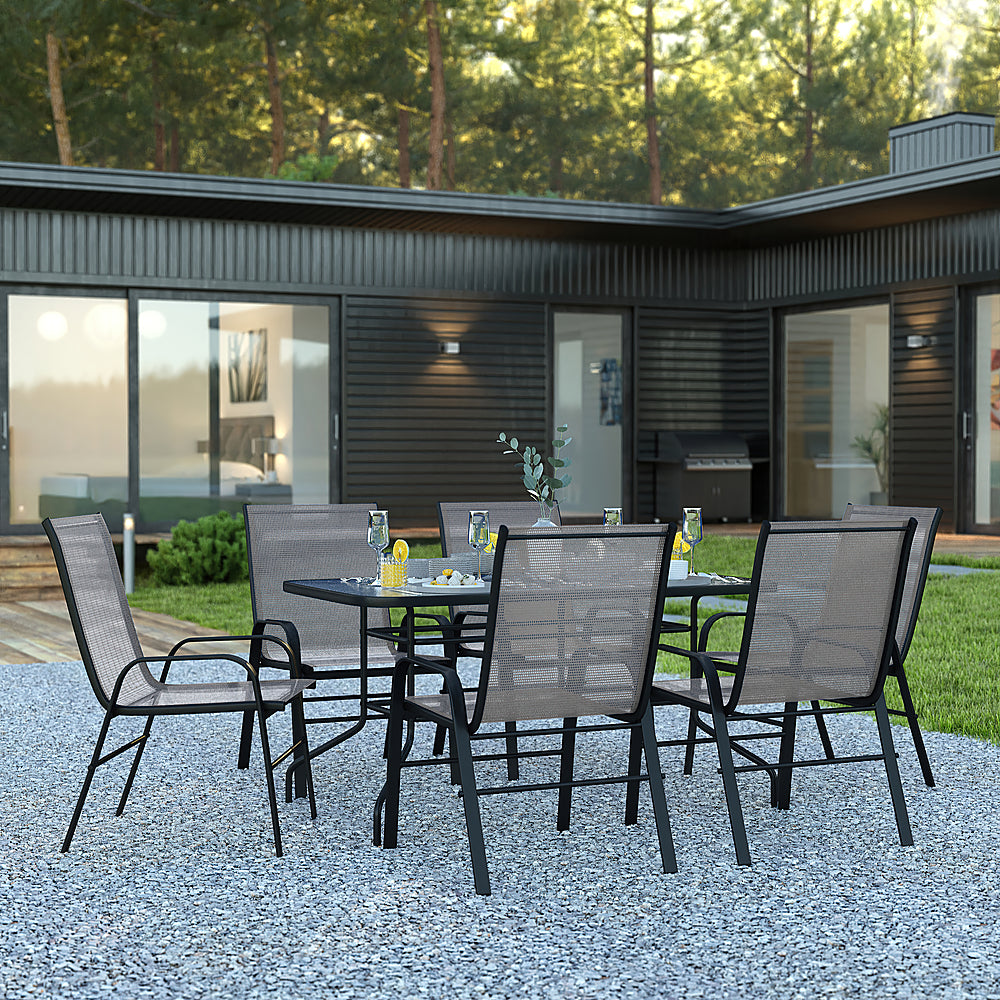 Alamont Home - Brazos Outdoor Rectangle Contemporary  7 Piece Patio Set - Gray_1