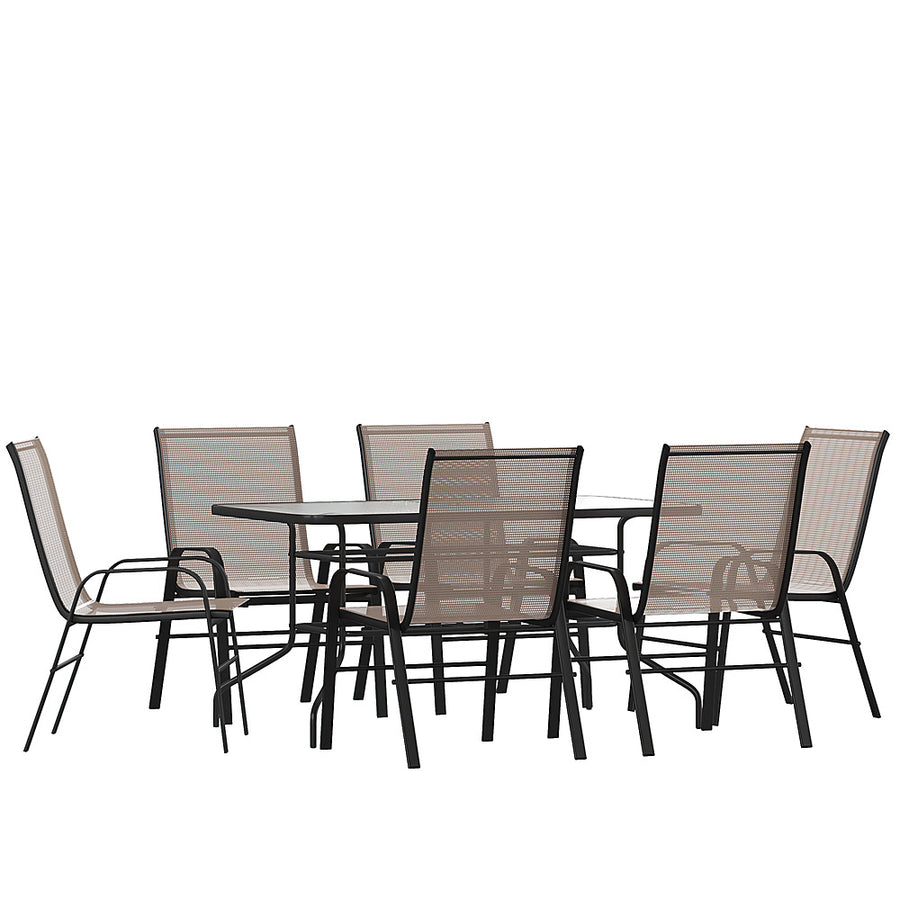 Alamont Home - Brazos Outdoor Rectangle Contemporary  7 Piece Patio Set - Brown_0