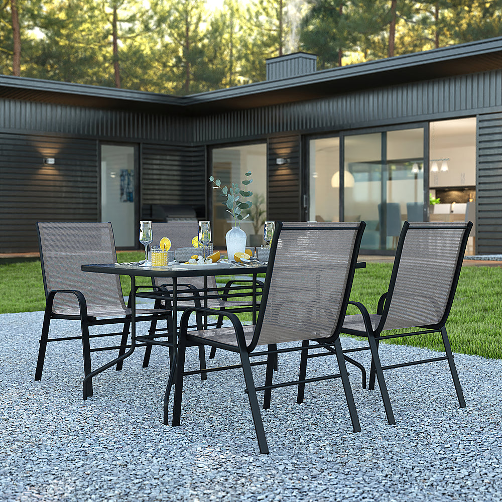 Alamont Home - Brazos Outdoor Rectangle Contemporary  5 Piece Patio Set - Gray_1