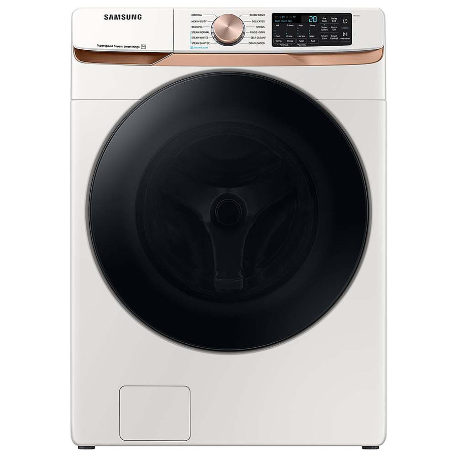 Samsung - Open Box 5.0 cu. ft. Extra Large Capacity Smart Front Load Washer with Super Speed Wash and Steam - Ivory_0