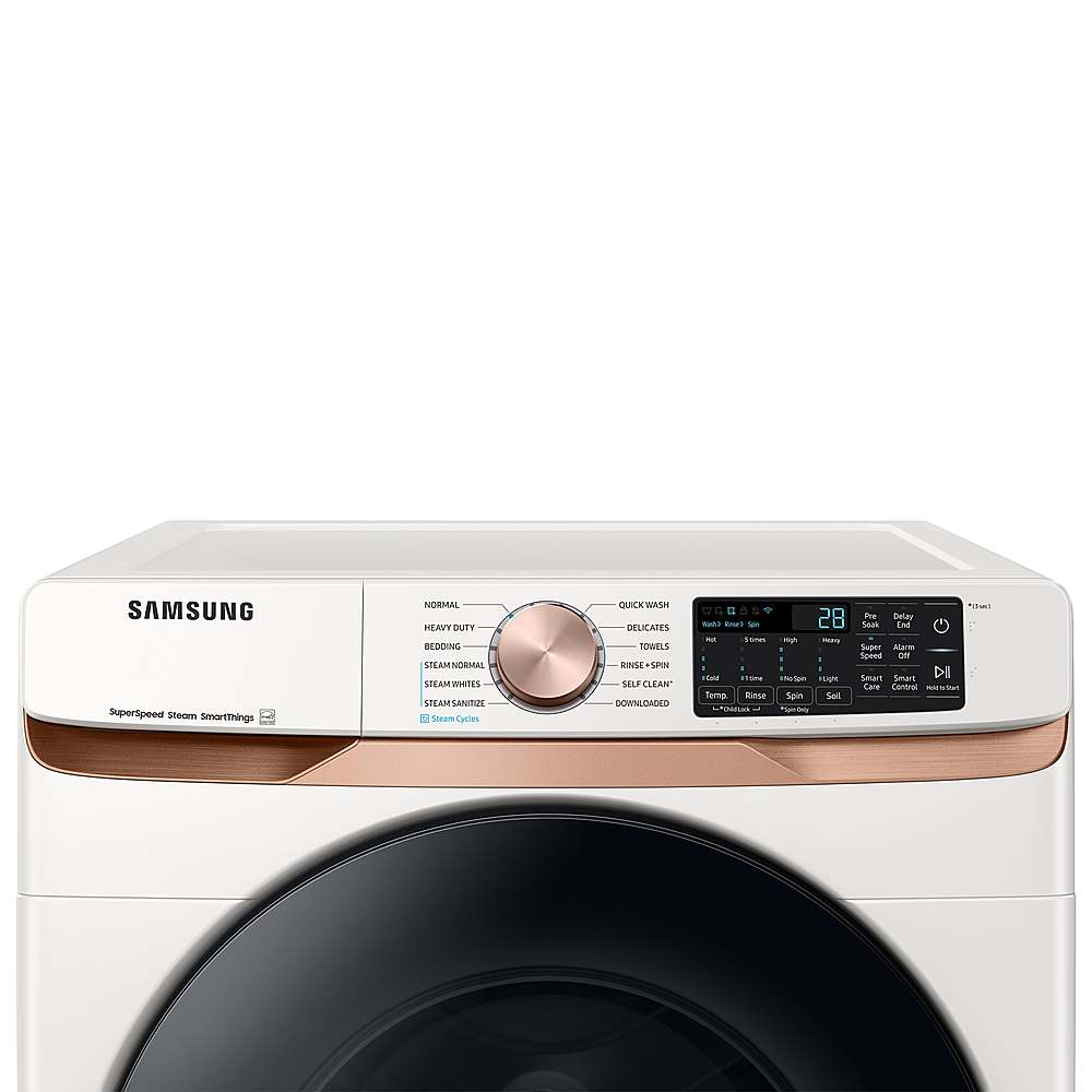 Samsung - Open Box 5.0 cu. ft. Extra Large Capacity Smart Front Load Washer with Super Speed Wash and Steam - Ivory_1