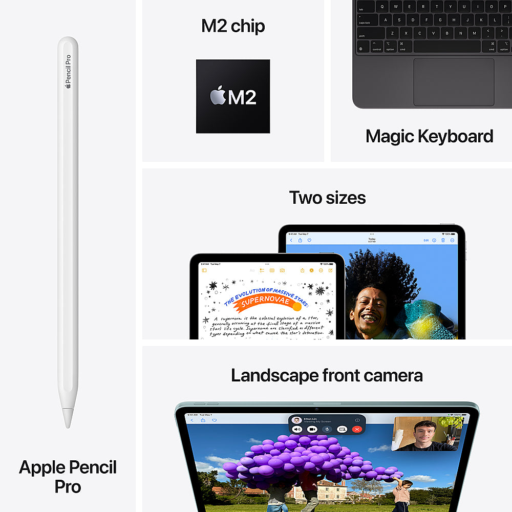 Apple - 11-inch iPad Air (Latest Model) M2 chip Wi-Fi + Cellular 128GB - Blue (Unlocked)_7