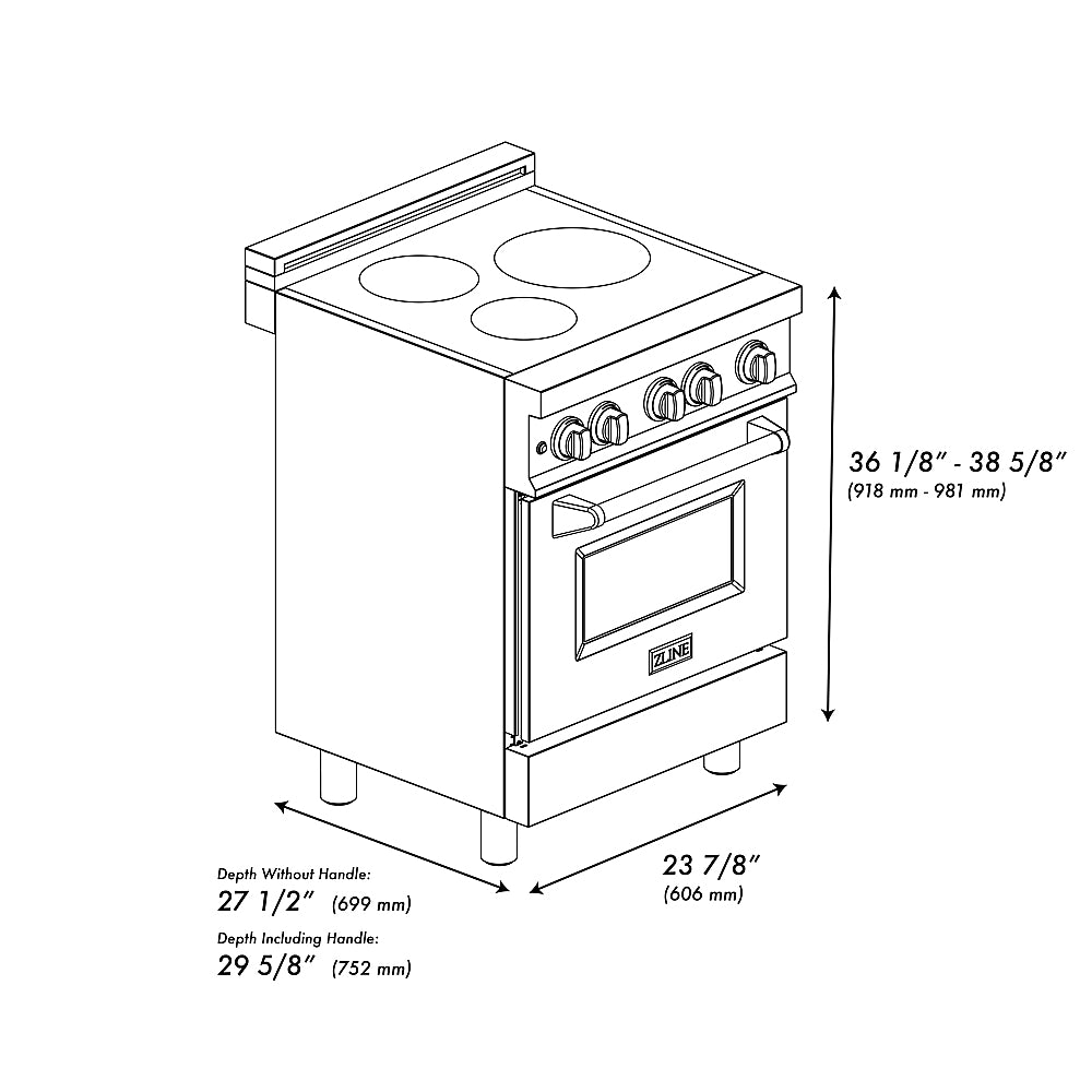 ZLINE - 24" 2.8 cu. ft. Induction Range with a 4 Element Stove and Electric Oven in Black Stainless Steel_5