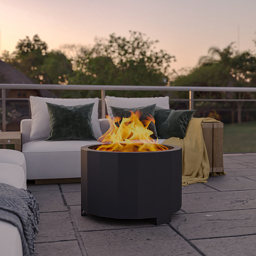 Alamont Home - Titus Commercial Grade 27" Outdoor Smokeless Wood Burning Fire Pit - Black_1