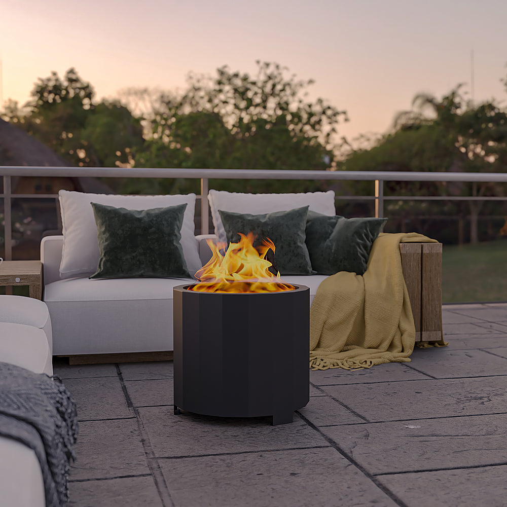 Alamont Home - Titus Commercial Grade 19.5" Outdoor Smokeless Wood Burning Fire Pit - Black_1