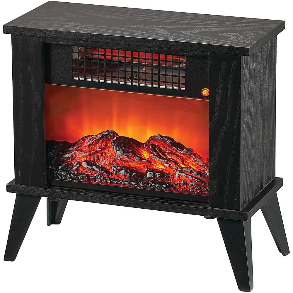 Lifesmart - 1000W Tabletop Infrared Fireplace Space Heater with Flame Effect - Black_1