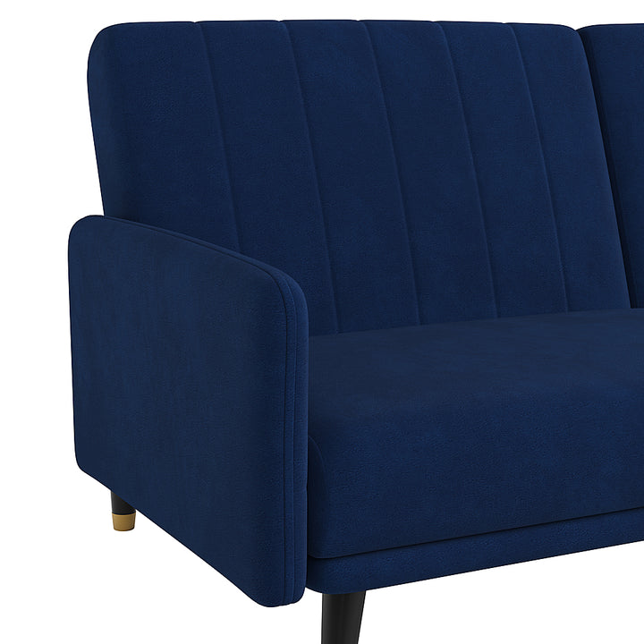 Alamont Home - Convertible Split Back Futon Sofa Sleeper with Wooden Legs - Navy_7