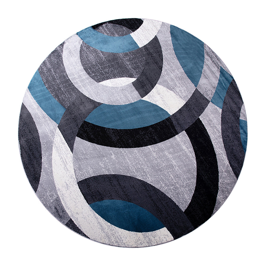 Alamont Home - Harken Collection Modern Round Geometric Design Area Rug 8' x 8' - Blue_0