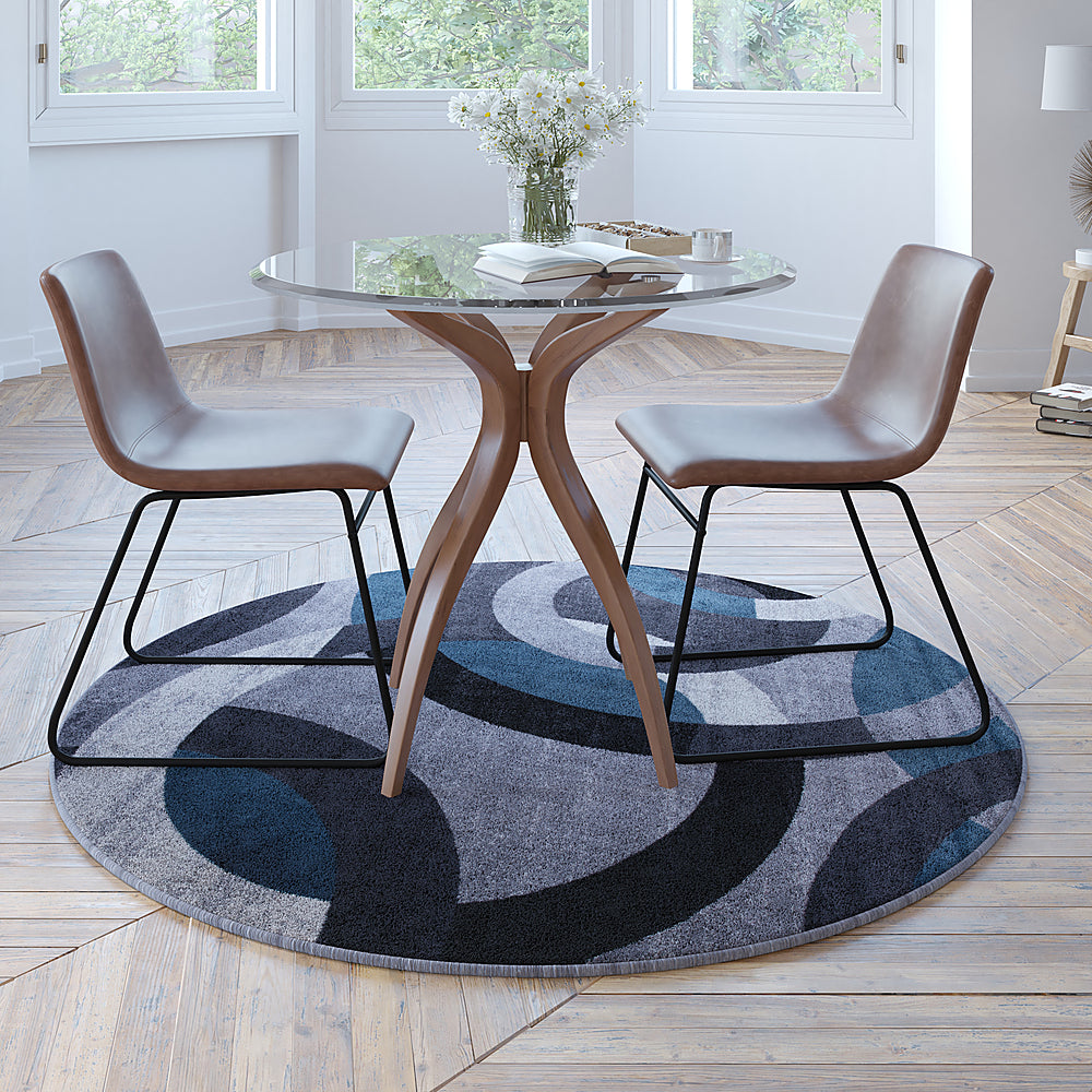 Alamont Home - Harken Collection Modern Round Geometric Design Area Rug 8' x 8' - Blue_1