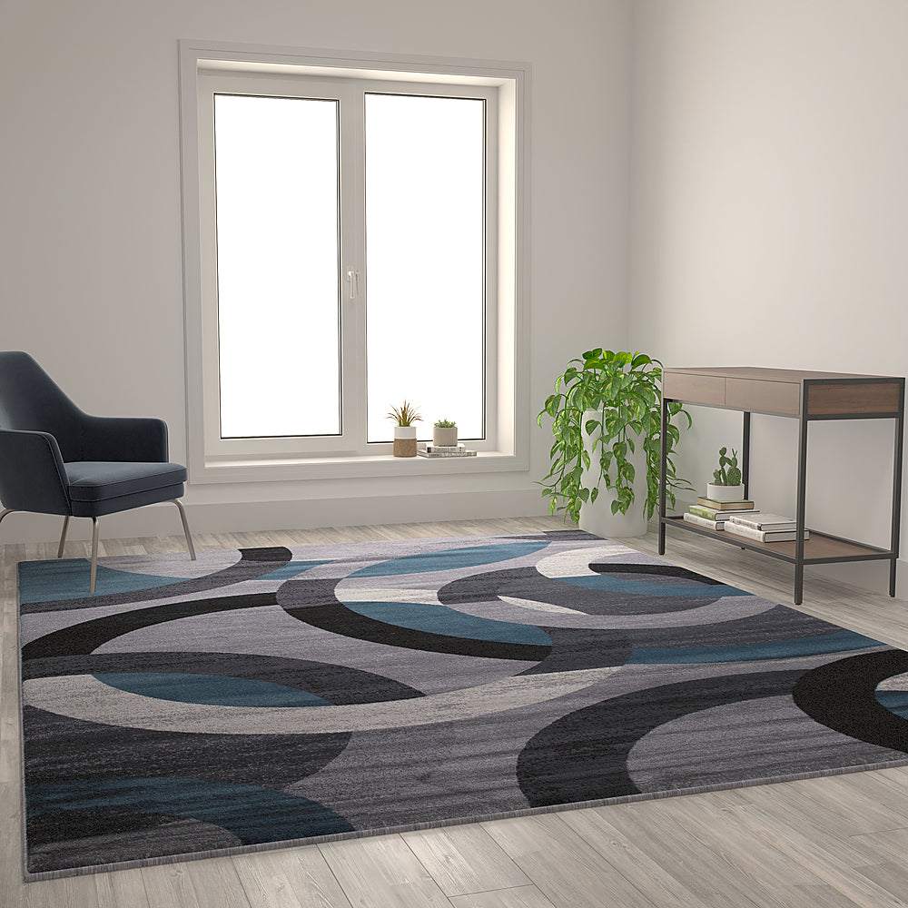 Alamont Home - Harken Collection Modern Geometric Design Area Rug 8' x 10' - Blue_3