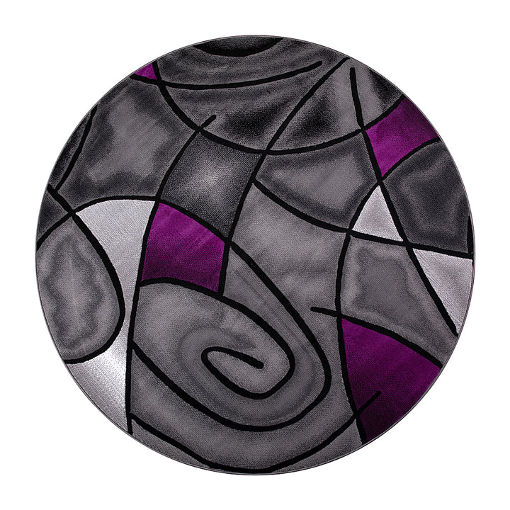 Flash Furniture - Jubilee Collection Abstract Style Round Accent Area Rug 7' x 7' - Purple_0